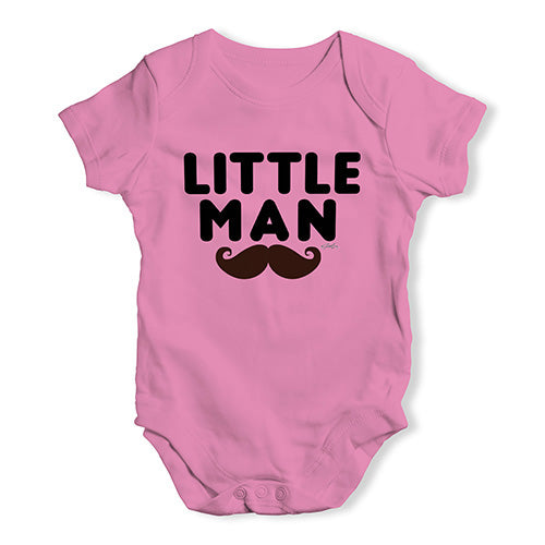 Babygrow Baby Romper Little Man Moustache Baby Unisex Baby Grow Bodysuit 3-6 Months Pink