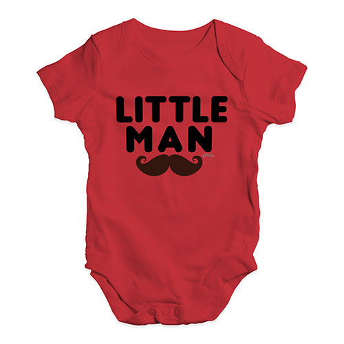 Babygrow Baby Romper Little Man Moustache Baby Unisex Baby Grow Bodysuit 3-6 Months Red
