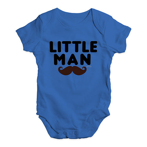 Babygrow Baby Romper Little Man Moustache Baby Unisex Baby Grow Bodysuit 12-18 Months Royal Blue