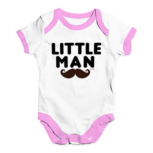 Funny Infant Baby Bodysuit Little Man Moustache Baby Unisex Baby Grow Bodysuit 6-12 Months White Pink Trim
