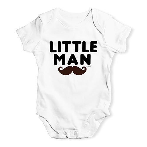 Funny Baby Clothes Little Man Moustache Baby Unisex Baby Grow Bodysuit 12-18 Months White
