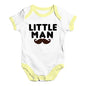 Baby Grow Baby Romper Little Man Moustache Baby Unisex Baby Grow Bodysuit Newborn White Yellow Trim