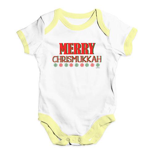 Baby Onesies Merry Chrismukkah Baby Unisex Baby Grow Bodysuit 18-24 Months White Yellow Trim