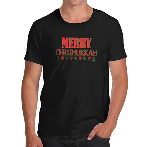 Novelty Tshirts Men Merry Chrismukkah Men's T-Shirt Large Black