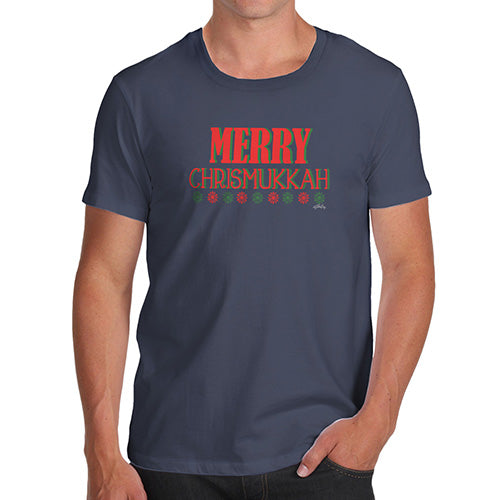 Funny Tee For Men Merry Chrismukkah Men's T-Shirt Small Navy