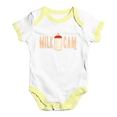 Baby Boy Clothes Milk Cam Baby Unisex Baby Grow Bodysuit 6-12 Months White Yellow Trim