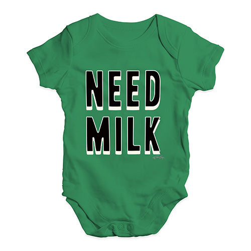 Baby Onesies Need Milk Baby Unisex Baby Grow Bodysuit 18-24 Months Green