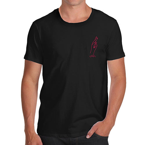 Funny T-Shirts For Guys Fingers Crossed Pocket Men's T-Shirt Medium Black