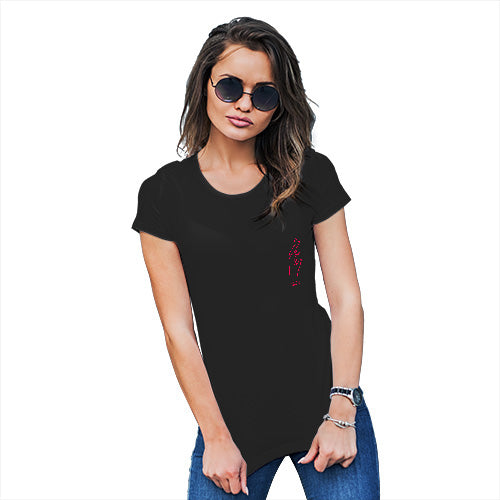 Novelty Tshirts Women Fingers Crossed Pocket Women's T-Shirt Small Black