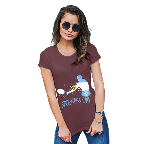 Womens Humor Novelty Graphic Funny T Shirt Rugby Argentina 2019 Women's T-Shirt Small Burgundy