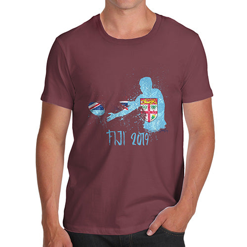 Novelty T Shirts For Dad Rugby Fiji 2019 Men's T-Shirt Medium Burgundy