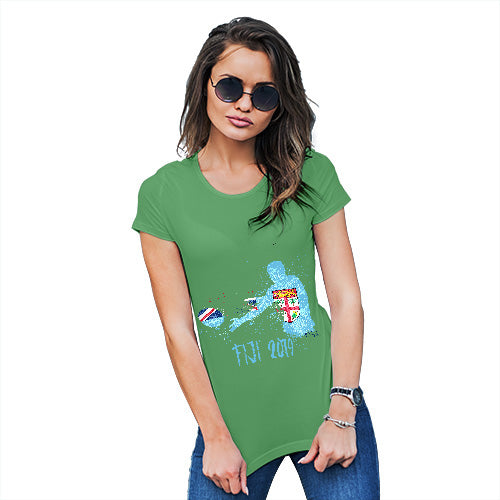 Womens Humor Novelty Graphic Funny T Shirt Rugby Fiji 2019 Women's T-Shirt Large Green
