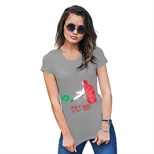 Womens Humor Novelty Graphic Funny T Shirt Rugby Italy 2019 Women's T-Shirt Medium Light Grey