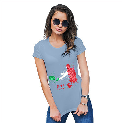 Funny T Shirts For Women Rugby Italy 2019 Women's T-Shirt X-Large Sky Blue
