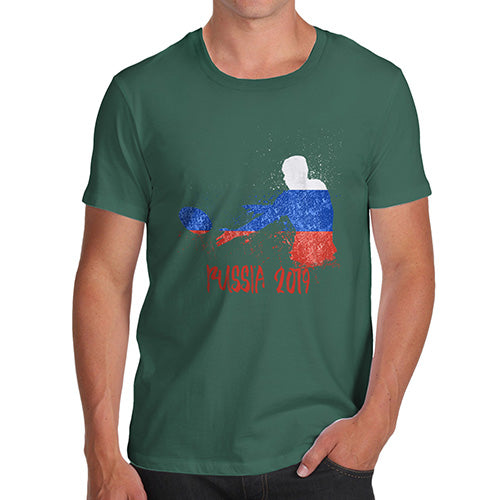 Novelty Tshirts Men Rugby Russia 2019 Men's T-Shirt Large Bottle Green