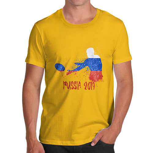 Novelty Tshirts Men Rugby Russia 2019 Men's T-Shirt X-Large Yellow