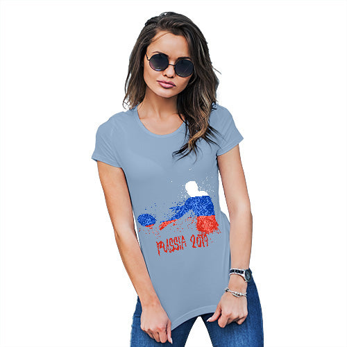 Funny Tshirts For Women Rugby Russia 2019 Women's T-Shirt X-Large Sky Blue