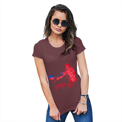 Womens T-Shirt Funny Geek Nerd Hilarious Joke Rugby Samoa 2019 Women's T-Shirt Large Burgundy