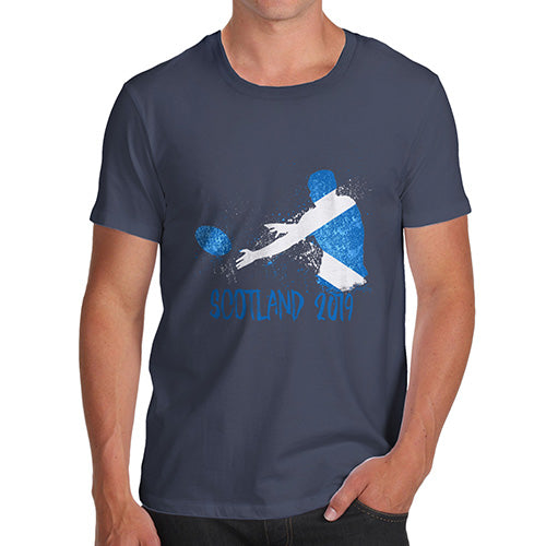 Funny T-Shirts For Guys Rugby Scotland 2019 Men's T-Shirt Large Navy