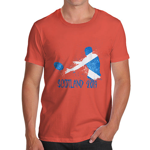 Novelty T Shirts For Dad Rugby Scotland 2019 Men's T-Shirt Medium Orange