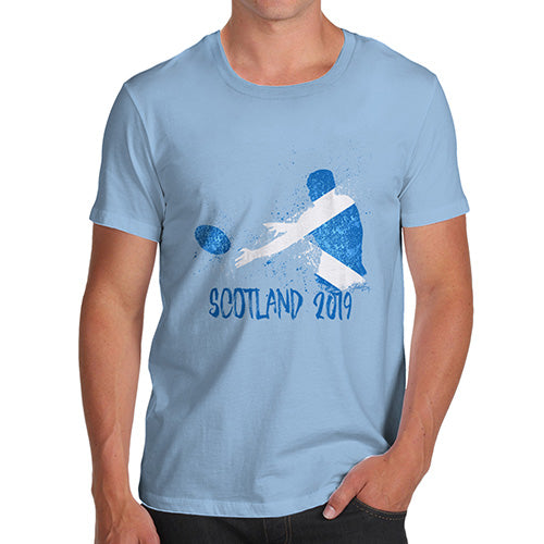 Funny Tee For Men Rugby Scotland 2019 Men's T-Shirt X-Large Sky Blue