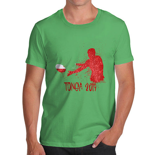 Mens Novelty T Shirt Christmas Rugby Tonga 2019 Men's T-Shirt Large Green