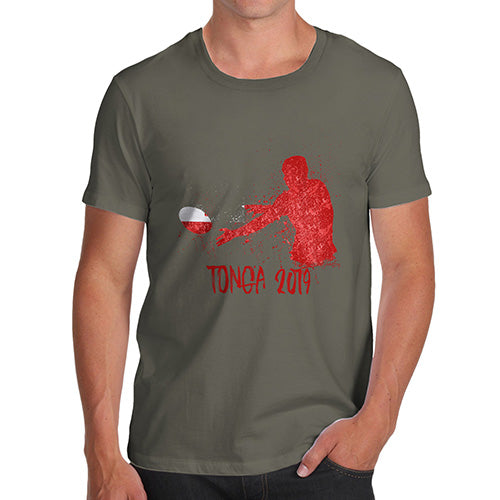 Mens Novelty T Shirt Christmas Rugby Tonga 2019 Men's T-Shirt Large Khaki