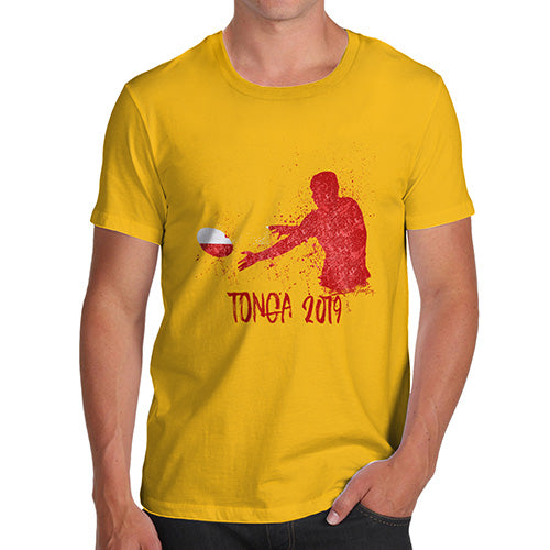 Mens T-Shirt Funny Geek Nerd Hilarious Joke Rugby Tonga 2019 Men's T-Shirt X-Large Yellow