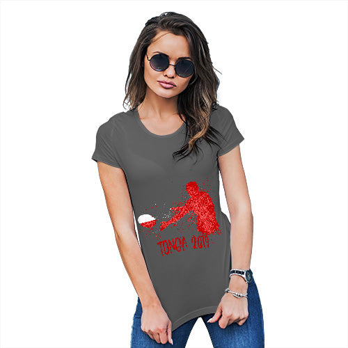 Womens T-Shirt Funny Geek Nerd Hilarious Joke Rugby Tonga 2019 Women's T-Shirt Large Dark Grey