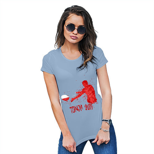 Womens Funny T Shirts Rugby Tonga 2019 Women's T-Shirt Medium Sky Blue
