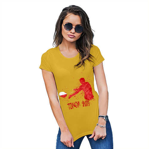 Womens T-Shirt Funny Geek Nerd Hilarious Joke Rugby Tonga 2019 Women's T-Shirt Medium Yellow