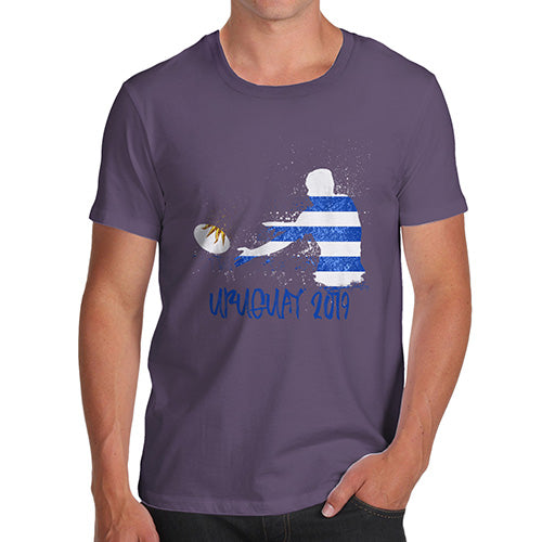 Novelty Tshirts Men Funny Rugby Uruguay 2019 Men's T-Shirt Medium Plum