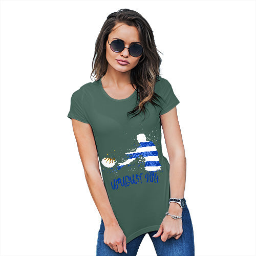 Womens Humor Novelty Graphic Funny T Shirt Rugby Uruguay 2019 Women's T-Shirt Large Bottle Green