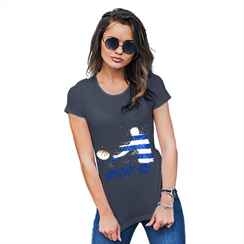 Womens T-Shirt Funny Geek Nerd Hilarious Joke Rugby Uruguay 2019 Women's T-Shirt Medium Navy
