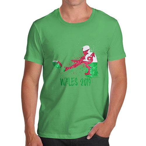 Mens T-Shirt Funny Geek Nerd Hilarious Joke Rugby Wales 2019 Men's T-Shirt Large Green