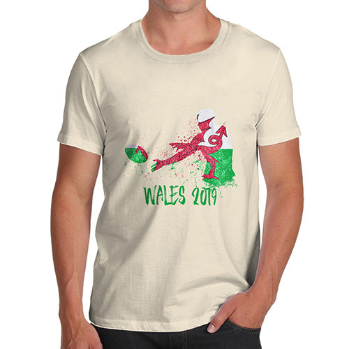 Mens T-Shirt Funny Geek Nerd Hilarious Joke Rugby Wales 2019 Men's T-Shirt Large Natural
