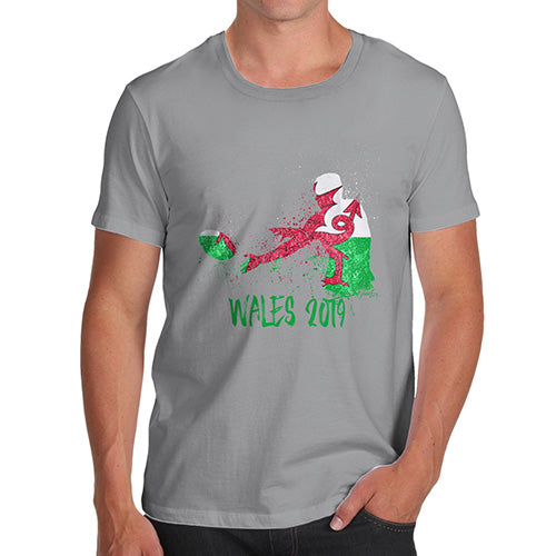 Novelty T Shirts For Dad Rugby Wales 2019 Men's T-Shirt Medium Light Grey