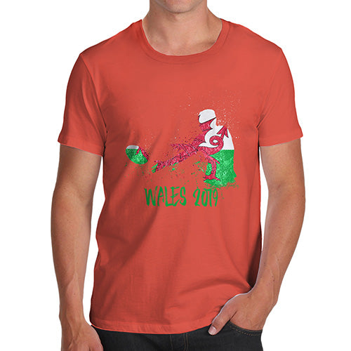 Mens Novelty T Shirt Christmas Rugby Wales 2019 Men's T-Shirt Medium Orange