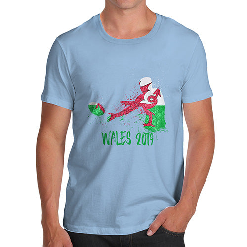 Funny T-Shirts For Guys Rugby Wales 2019 Men's T-Shirt Large Sky Blue