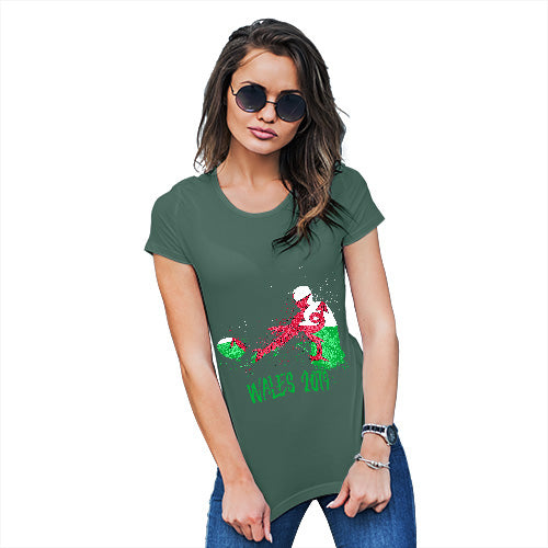 Womens Novelty T Shirt Christmas Rugby Wales 2019 Women's T-Shirt X-Large Bottle Green