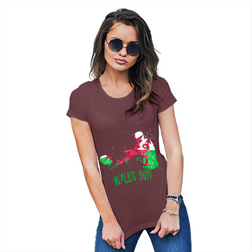 Funny Shirts For Women Rugby Wales 2019 Women's T-Shirt Large Burgundy