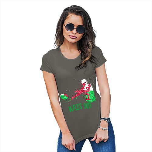 Funny T-Shirts For Women Sarcasm Rugby Wales 2019 Women's T-Shirt Medium Khaki