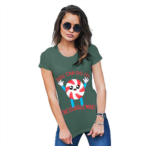 Womens Novelty T Shirt Christmas Encourage-Mint Encouragement Women's T-Shirt Large Bottle Green
