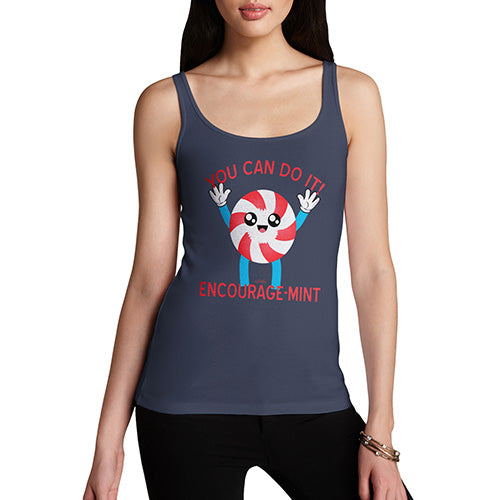 Womens Novelty Tank Top Christmas Encourage-Mint Encouragement Women's Tank Top X-Large Navy