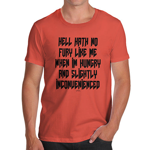 Mens Humor Novelty Graphic Sarcasm Funny T Shirt Hungry And Slightly Inconvenienced Men's T-Shirt Medium Orange