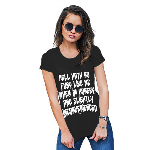 Womens Funny T Shirts Hungry And Slightly Inconvenienced Women's T-Shirt Large Black
