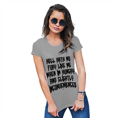 Funny Tee Shirts For Women Hungry And Slightly Inconvenienced Women's T-Shirt X-Large Light Grey