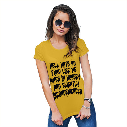 Womens Funny Sarcasm T Shirt Hungry And Slightly Inconvenienced Women's T-Shirt Medium Yellow