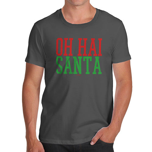 Funny Mens T Shirts Oh Hai Santa Men's T-Shirt X-Large Dark Grey