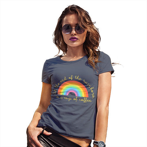 Novelty Tshirts Women The End Of The Rainbow Women's T-Shirt Large Navy